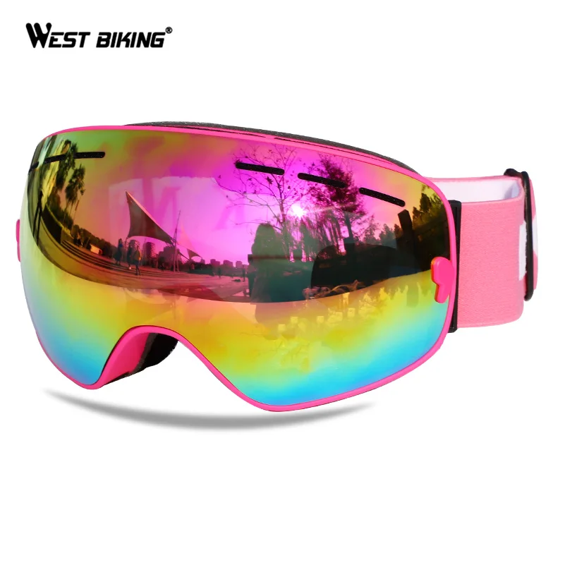 

West Biking Ski Goggles Anti-fog Large Screen Double Layers UV400 Ski Glasses Men Women Snow Snowboard Goggles Skiing Eyewear