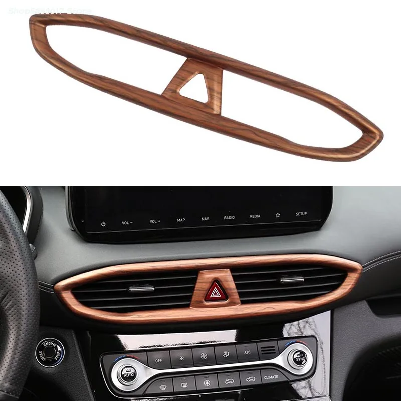 

Car ABS Chrome Central control outlet Decoration Frame Cover Trim For Hyundai Santa Fe 2019 2020 Car Accessories