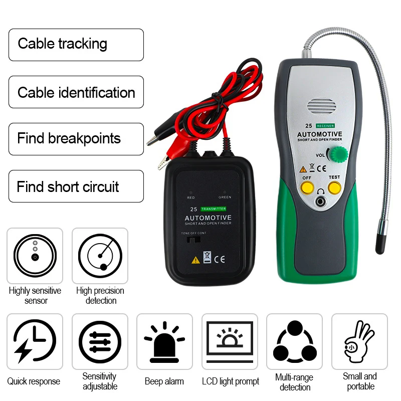 Short Open Repair Tester Tool DY25 Automotive Short Open Circuit Finder Cable Wire Tracer Detector Replacement for Car Vehicle Diagnostic Repair