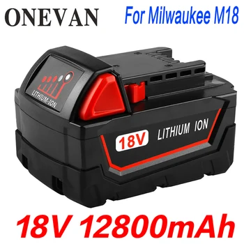 

high capacity 18V 12800mAh Li-ion Tool Battery for Milwaukee M18 48-11-1815 48-11-1850 2646-20 2642-21CT Repalcement M18 Battery