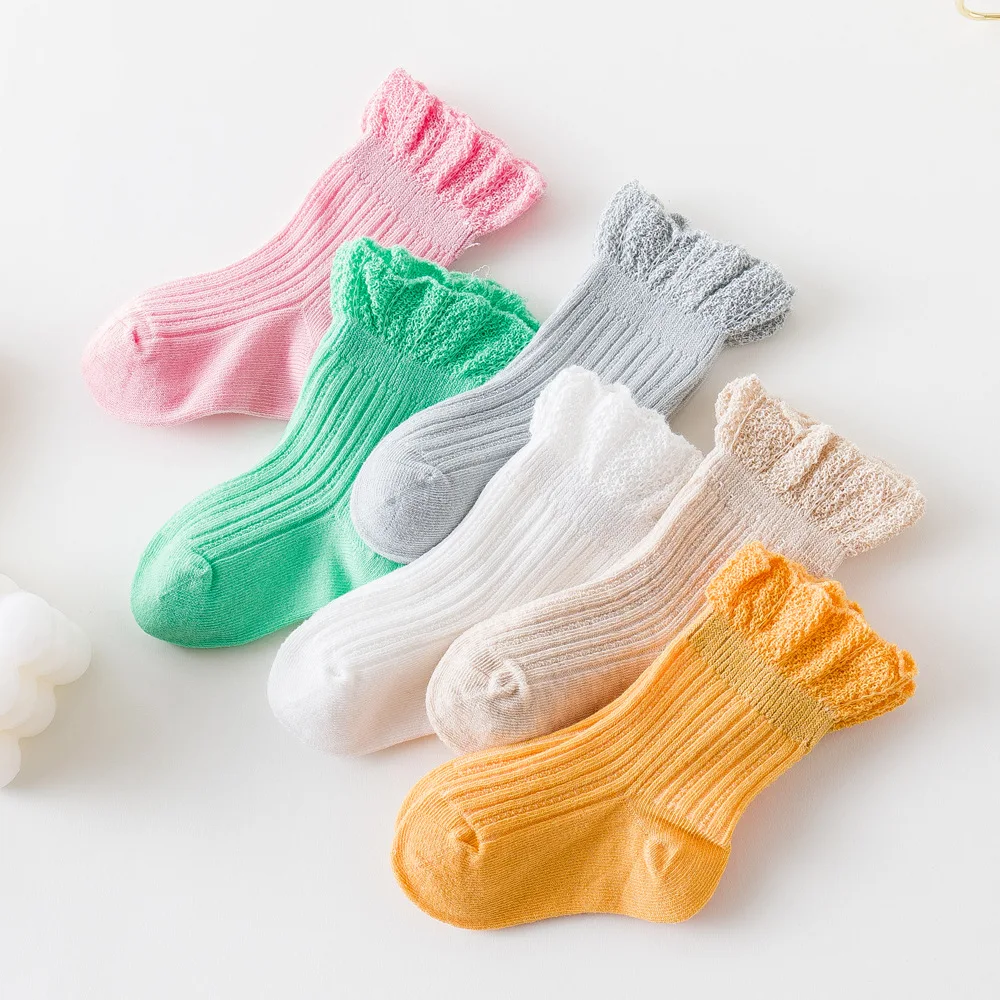 

Baby Socks Lotus Leaf Lace Loose Mouth Socks Girl Newborn Socks Combed Cotton Boneless Stitched Children's Socks
