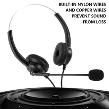 Pohiks 1pc USB Wired Headphone Customer Service Headset with Noise Cancelling Mic for PC Laptop Call Center Telephone