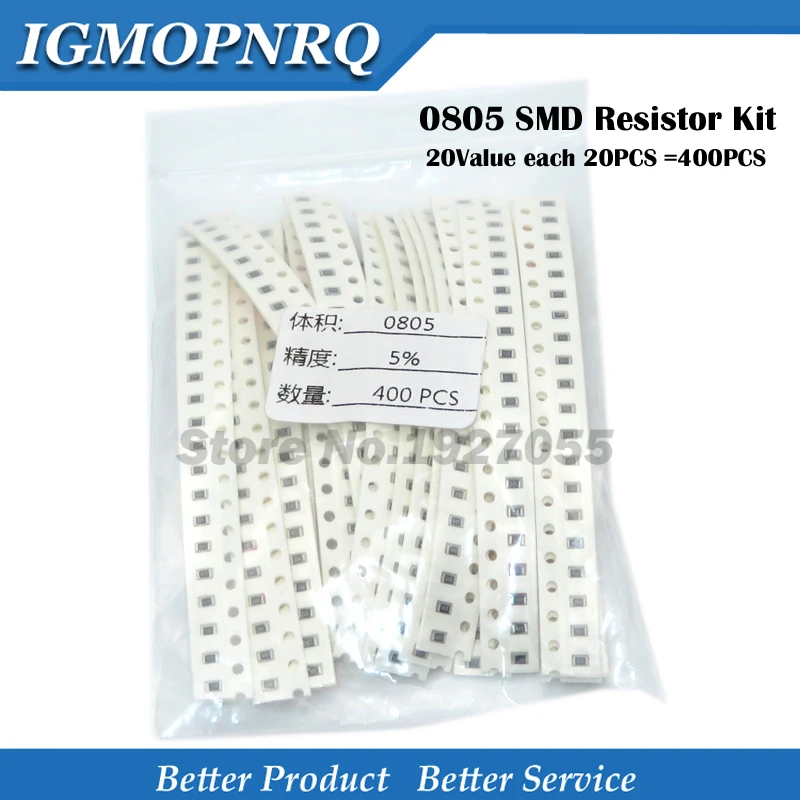 20 значений по шт. = 400 0805 SMD комплект резисторов 1% 1/8 Вт 10 строений Ом 22 1 к 2 4 7 6 8