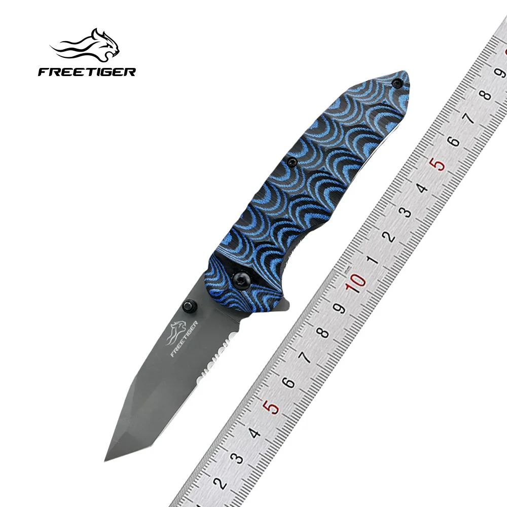 Складной нож FREETIGER FT602 с зубчатым лезвием 8Cr17 гладкая ручка из микрокарты