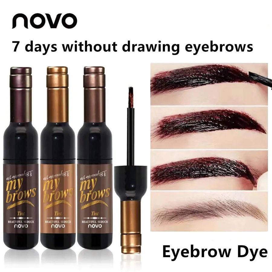 NOVO Dyeing Eyebrows Enhancer Mist Red Wine Tearing Eyebrow Long-lasting Waterproof Sweat-proof Gel Eye Makeup Set