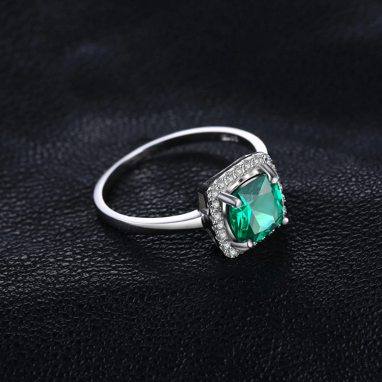 Jewelrypalace Подушки 2.3ct создания Изумрудный Обручение Halo Кольцо Solid 925 стерлингов