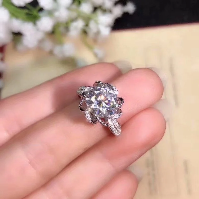 Kkmall магазин круглое серебряное кольцо Moissanite 1.00ct D VVS роскошное моассанитовое свадебное кольцо S925 Серебряное кольцо