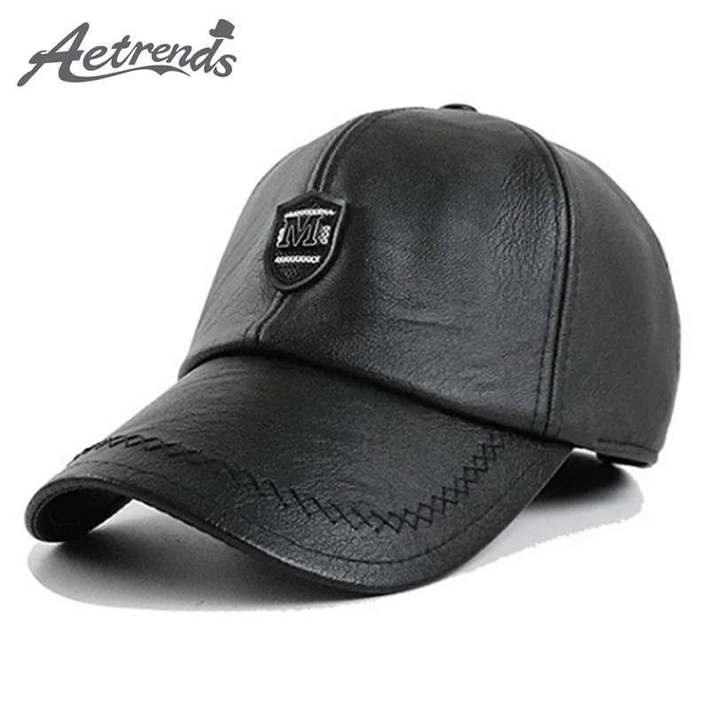 [AETRENDS] брендовая бейсбольная Кепка из искусственной кожи s для мужчин, уличная Кепка для грузовика, для рыбалки, для гольфа, армейская теплая Кепка для папы, Z-6614