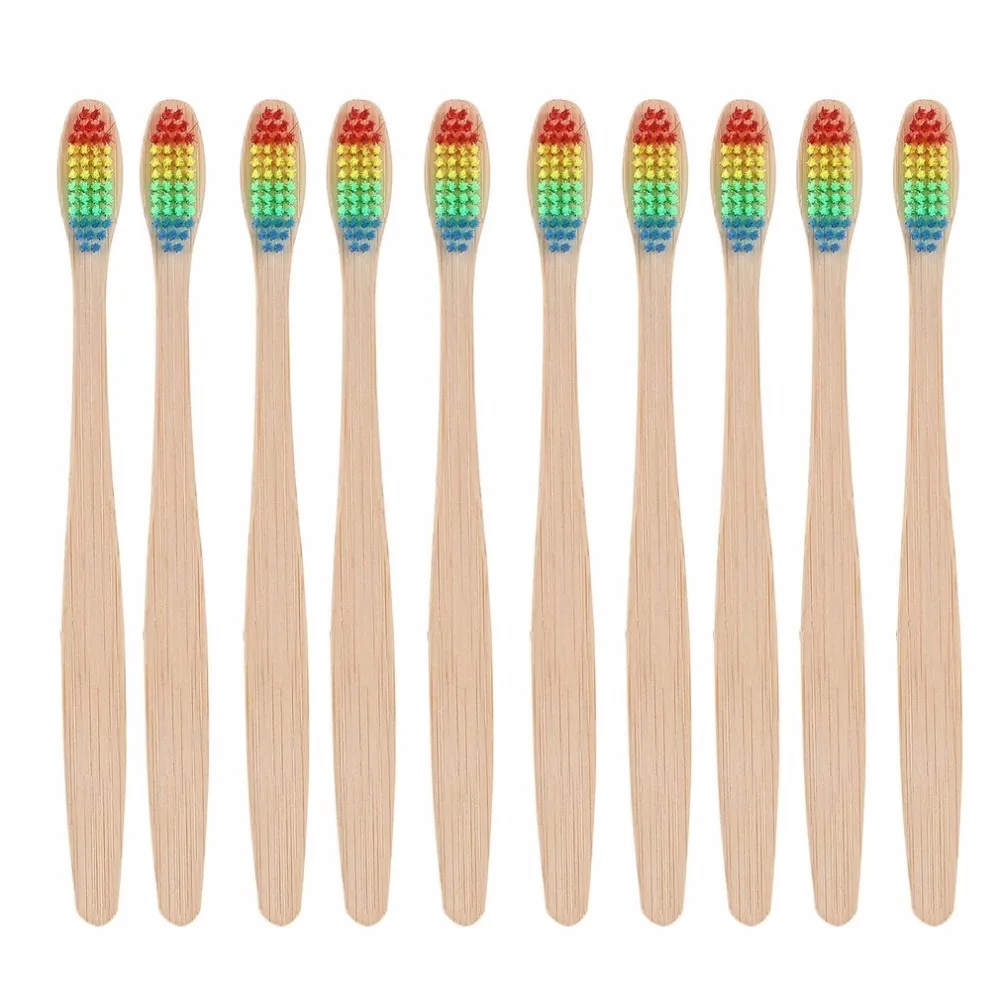 10/4/1 шт красочные бамбуковые Зубная щётка Экологичные деревянные Радуга Бамбук ручка зубная щетка для ухода за полостью рта зубные щетки с мягкой щетиной для отбеливания зубов