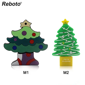 

USB 2.0 Reboto Christmas Tree Pendrive Memory Stick 64GB 32GB 16GB Winter Gift Green Tree USB Flash Drive 8GB 4GB Mini U Disk