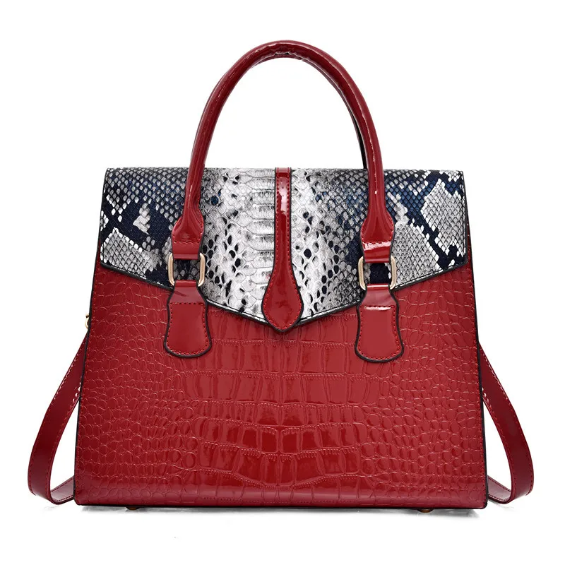 

New Style Large-Volume Crocodile Pattern WOMEN'S Fashion Handbag Occident Fashion Line Embossed Women's One-Shoulder Handbag