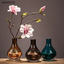 Creative color transparent hydroponic glass vase hotel dining table office desktop flower arrangement flower decoration ornament