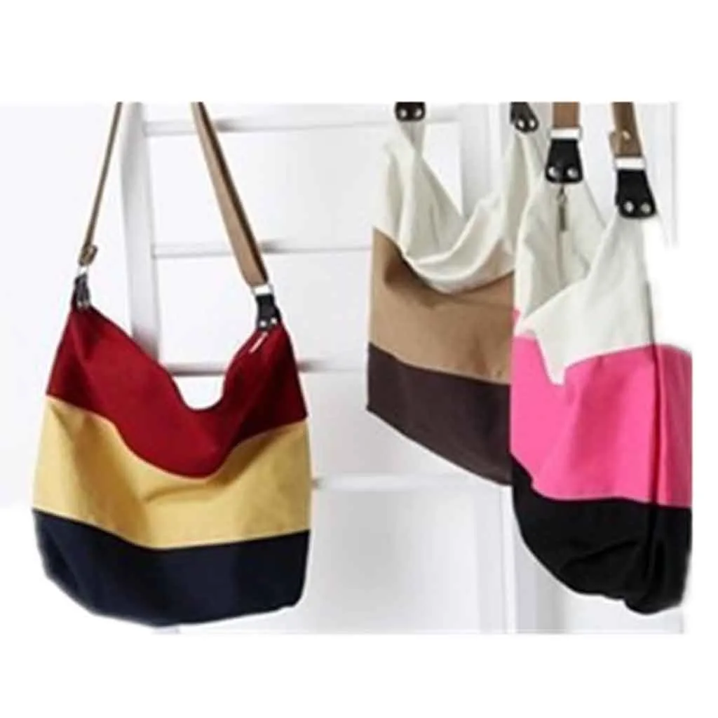 Женская Трехцветная полосатая Холщовая Сумка, Большая вместительная сумка-тоут, хлопковая ткань, многоразовая сумка для покупок, женские сумки# p