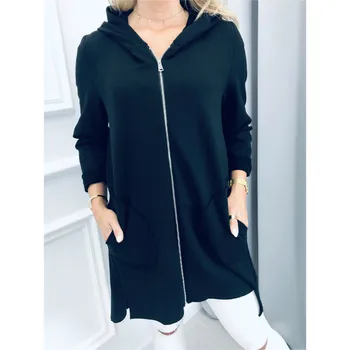 

Womens Autumn Casual Jackets Ladies Pure Color Pocket Zipper Front Long Sleeve Hooded Jacket Coat Outwear