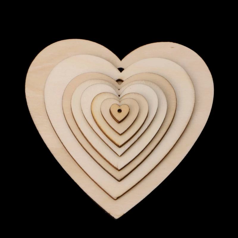 

Wooden Heart Shapes Blank Craft Embellishments with Hole Decoupage Tag Decor