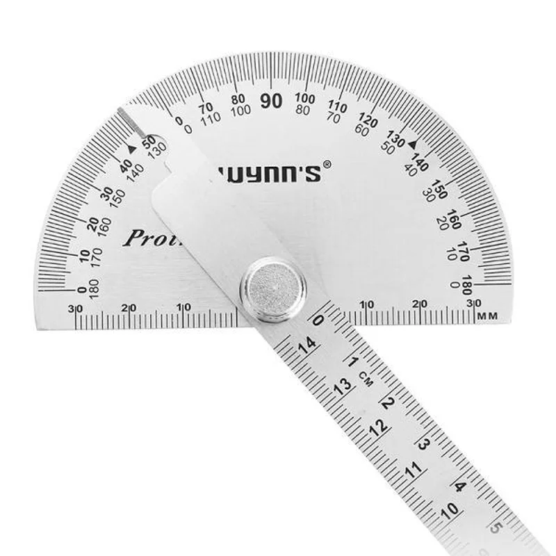 Wynns W0262A 90X150MM 180 Degree Stainless Steel Protractor Round Angle Ruler Tool movable ruler 90 degree stainless steel multifunctional horizontal right angle ruler woodworking universal 45 high precisi