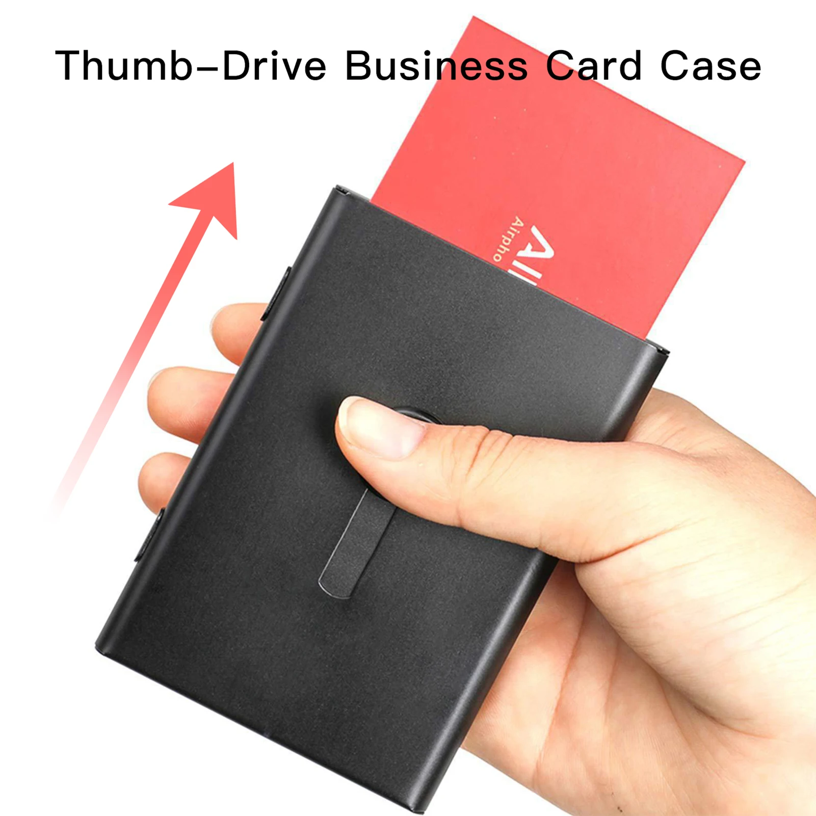 Business Card Holder Thumb-Drive Business Card Case Silde Out Business Card Holder Credit Card Case for Men Women 5