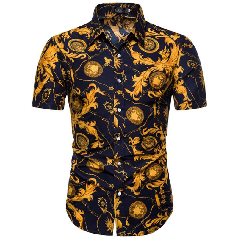 DCXY 2018 moda de verano para hombre Camisa ajustada манга corta цветочный Hombre Ropa tendencia hombres Повседневный flor