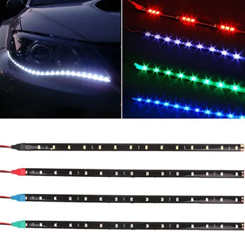 

LEEPEE 1 Pair 30cm 15SMD DRL Car LED Daytime Running Light Car LED Strip Waterproof Car Auto Decorative Flexible LED Light Strip