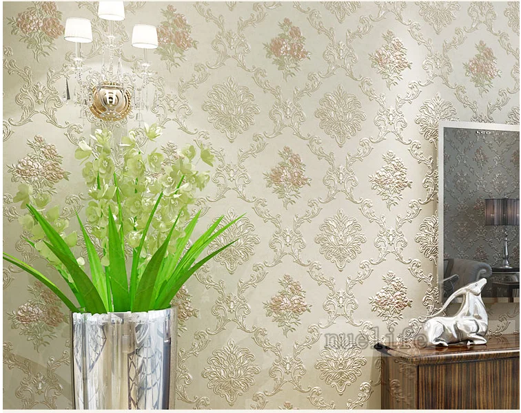 Blue pattern pattern non-woven wallpaper simple modern pastoral European bedroom living room wedding room background wallpaper