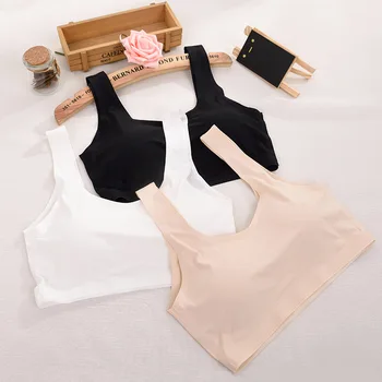 

New Comfortable Chest Pads Seamless Ice Silk Underwear Wrapped Chest Short One-piece Tube Top Camisole Bra