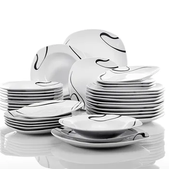 

VEWEET KAYLA 36-Piece Porcelain Dinnerware Set Ceramic Tableware Combination Set of Dessert Plate,Soup Plate,Dinner Plate Set