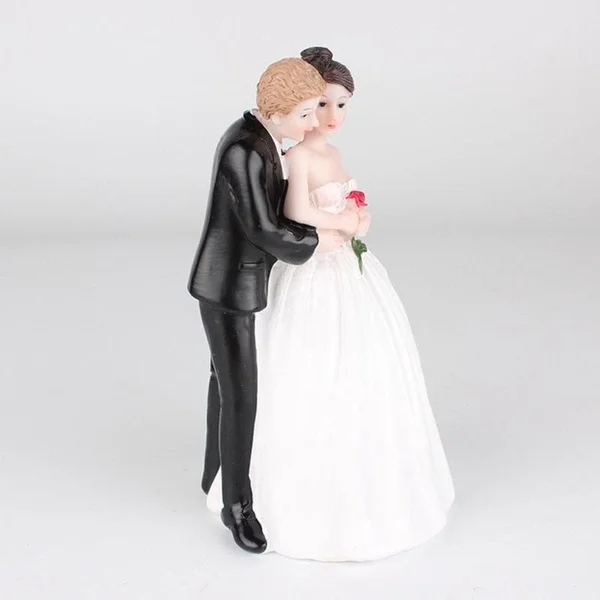 TOP!-Wedding Cake Decoration Resin Figurine Couple Romantic Kissing of Behind 7 x 7 x 13.5 cm