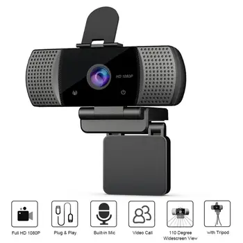 

Wide Angle Webcam 1080P High-resolution Computer Camera Built-in Mic With Privacy Cove & Tripod For Desktop PC Video Conference