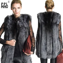 Высококачественная Женская Роскошная Меховая куртка с искусственным лисьим мехом, модная новинка, меховое теплое пальто, женские куртки, жилет 3XL
