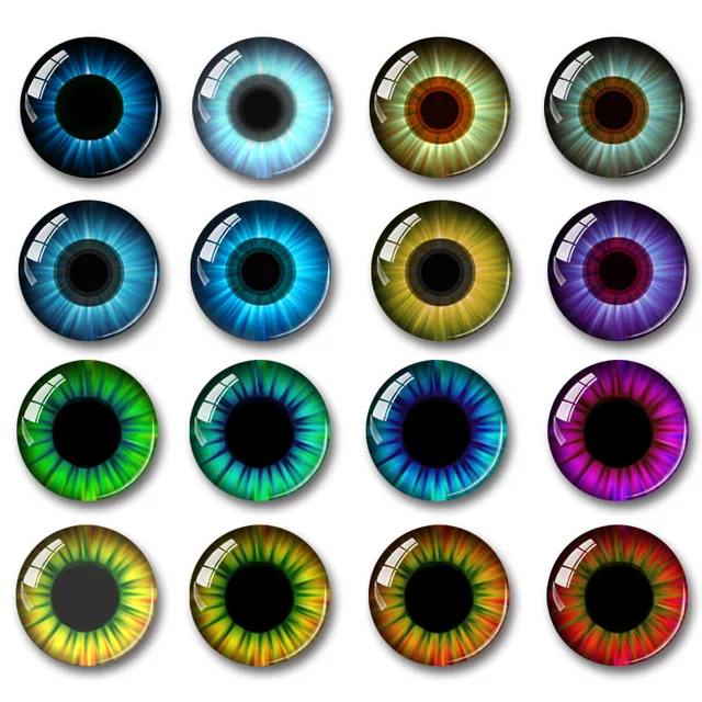 20 Pcs 8/10/12/14/16/18/20mm Doll Eyes Photo Round Glass Cabochon  Diy Flat Back Handmade Jewelry Findings 3
