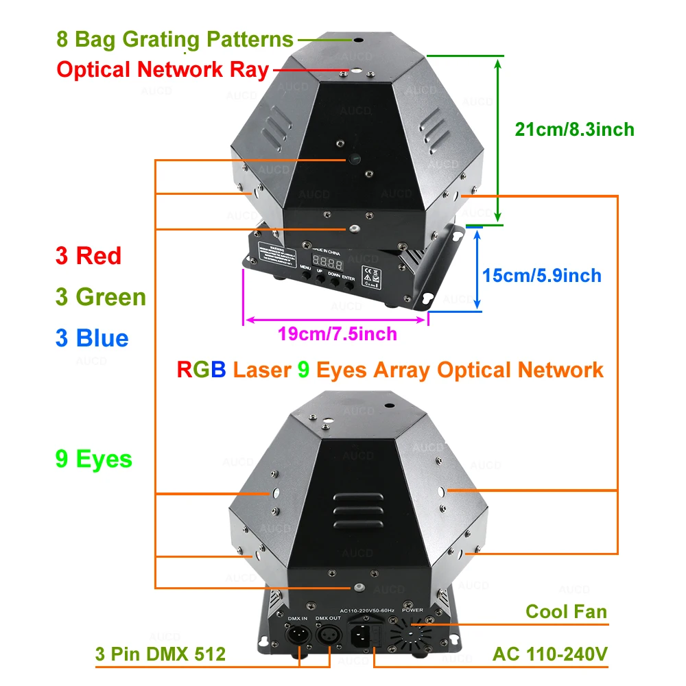 AUCD 11 Eyes RGB 360 вращающиеся гобо луч движущаяся головка Лазерная сетевая матрица света DMX ДИСКО КТВ вечерние шоу DJ сценическое освещение DJ360R