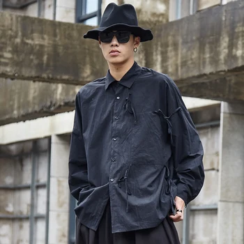 

Male Women Japan Streetwear Hip Hop Punk Gothic Party Dress Shirt Men Long Sleeve Loose Casual Black White Shirt