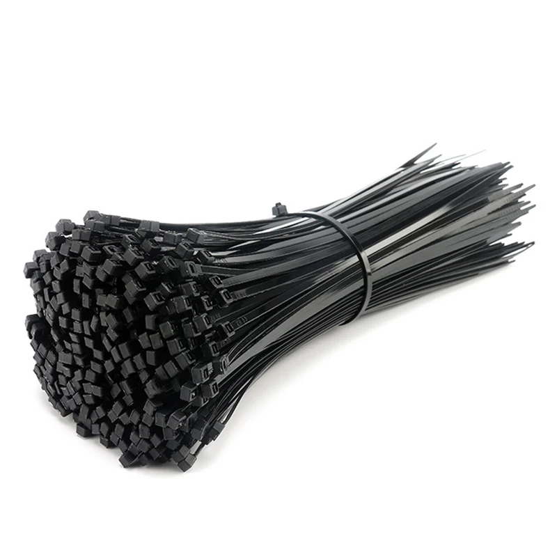 100 x BLACK Cable Ties 200mm x 4.8mm Nylon Zip Ties 
