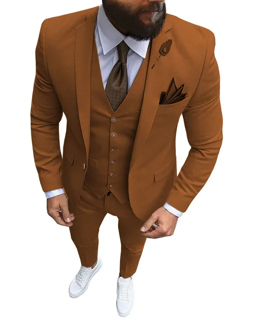 as the image Итальянские Красочные мужские костюмы Slim Fit 3 шт деловой смокинг Блейзер Свадебный Жених выпускного вечера вечер(пиджак+ жилет+ брюки - Цвет: as the image
