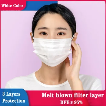 

Disposable Face Masks Women White 3 Layers Earloop Mouth Mask Anti Dust Daily Protection Type Melt blown Filter Layer In stock