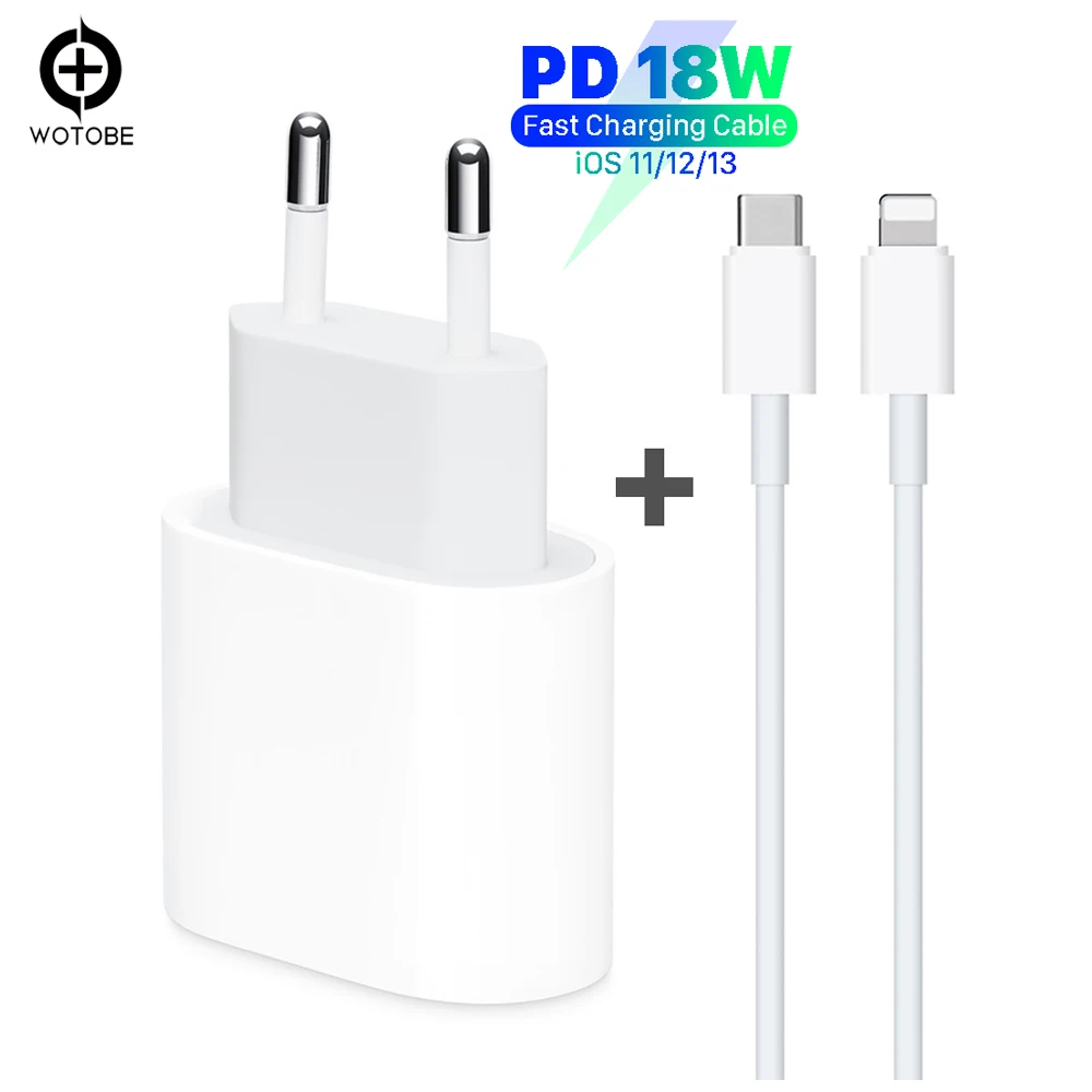 Быстро PD18W USB C Мощность адаптер стены Зарядное устройство Сертифицированный C94 чип USB-C кабель для ios 11/12/13 iPad мини iPhone 8/X/XS/11/11 Pro