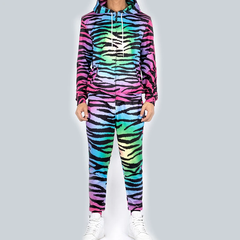 UJWI Толстовка в разноцветную полоску с 3D принтом зебры, штаны, Мужская одежда для пар, дышащая толстовка с капюшоном+ брюки, комбинированный костюм, Прямая поставка - Цвет: ZHPA02163