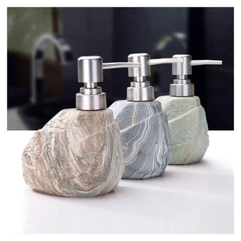 

European Hand Press Pump Ceramic Soap dispenser Stone Marbled Texture Lotion Bottle Shampoo Separate Bottle Shower Gel Container