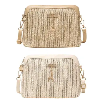 

Hot Sale Shoulder Bags Straw Boho Beach Shoulder Crossbody Messenger Pack Travel Handbags Korean Style for Women