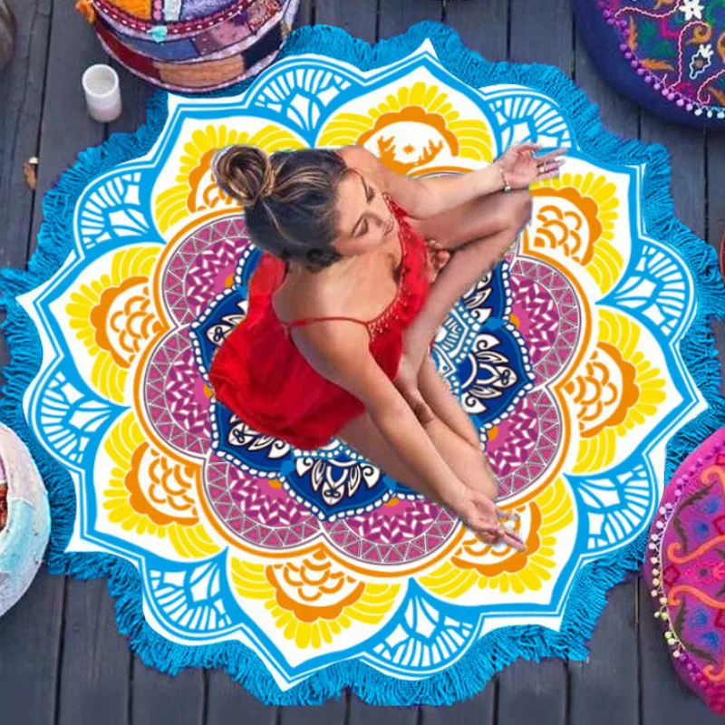 150*150 Cm Pilates Yoga Fitness Mat Summer Beach Indian Mandala