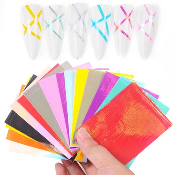 

16 Colors Fluorescent Nail Art Stickers Nail Decal decoracion uñas DIY nail stickers designer Geometric Line Adhesive Stickers