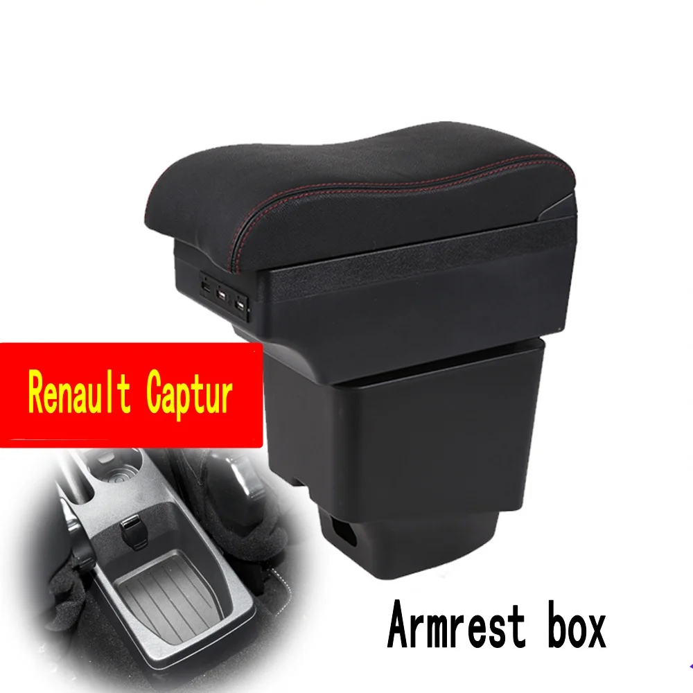 

For Renault Captur Armrest Box Center console central Store content Storage box with cup phone holder USB interface Arm Rest