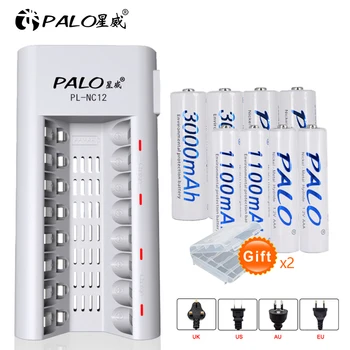

4pcs AA + 4pcs AAA rechargeable battery + 8 slots for AAA AA battery LED light fast smart battery charger for NI-MH aa aaa