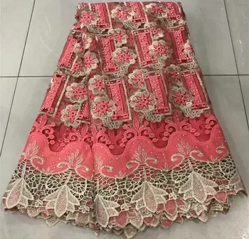 

gold lace french lace fabric with stone african lace fabric 2019 high quality 5yards nigerian lace fabrics for wedding ZQ-A195