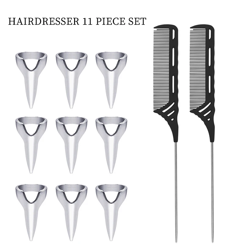 10 Pieces Hair Parting Ring 3 Pieces Steel Rat Tail Braiding Comb for  Parting and Magnetic Wrist Pin Hair Parting Selecting Tool Parting Combs  for