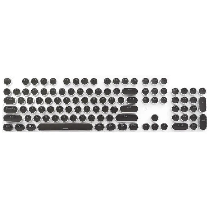 104key Retro Round Keycaps Double Lens Diy Typewriter Keycaps For
