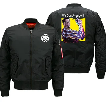 

Funny Winter 2019 Hot Sale We Can Avenge It Iron Man Streetwear Jackets Motorcycle Bomber Coat Thick Men Jacket Military Leisure