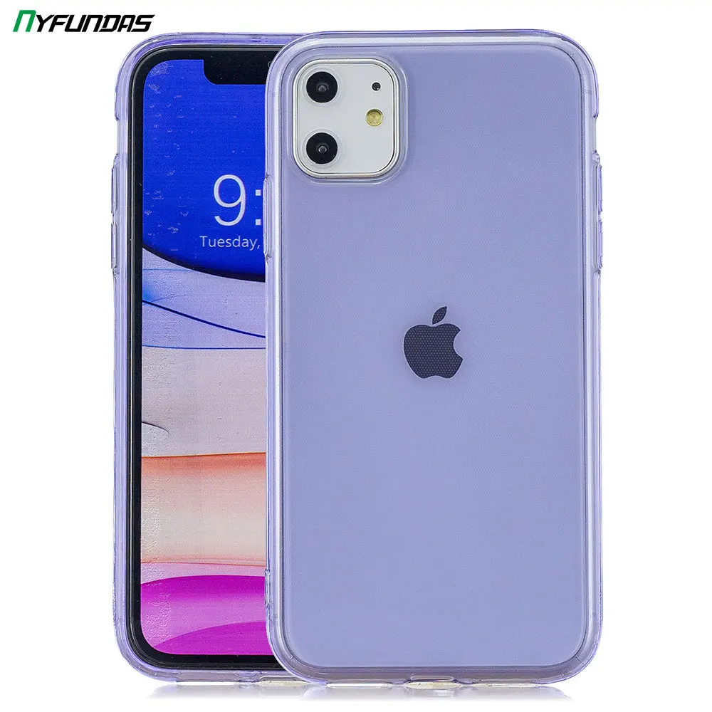 Прозрачный чехол для iPhone 11 Pro Max X XR XS 8 Plus 7 6 6S iPhone11, Ультратонкий силиконовый чехол для телефона, ударопрочный фиолетовый, аксессуары