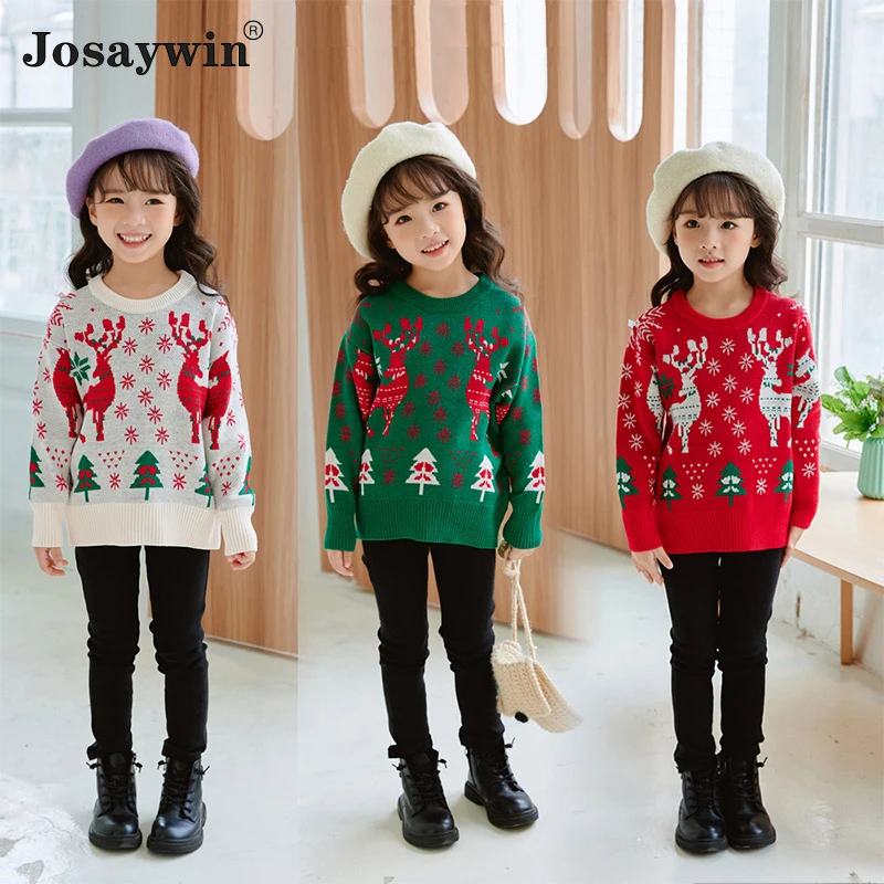 

Autumn Winter Christmas Sweater Baby Kids Boys Girl Children O-Neck Print Knitted Sweater Kid Pullover Cartoon Children Jumpers