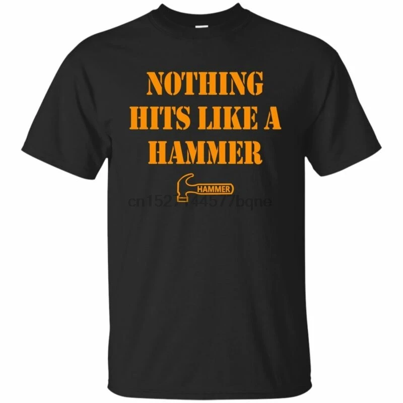 Hammer Men's T-Shirt Bowling 100% Black Orange Front Back Nothing Hits Like(2) | Мужская одежда